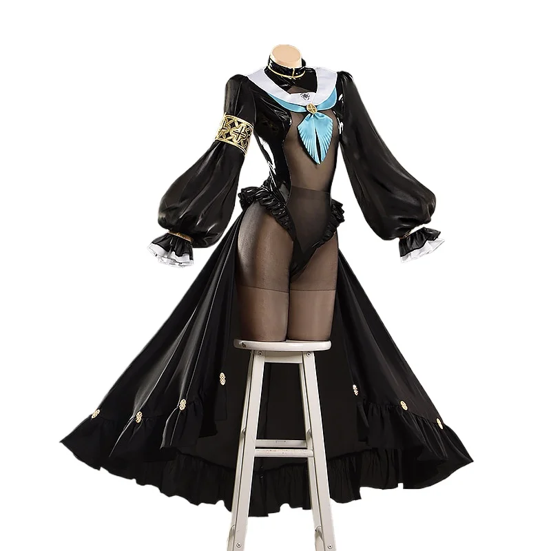Anime Cosplay Jumpsuit - Сексуальный костюм монахини для косплея, синий,