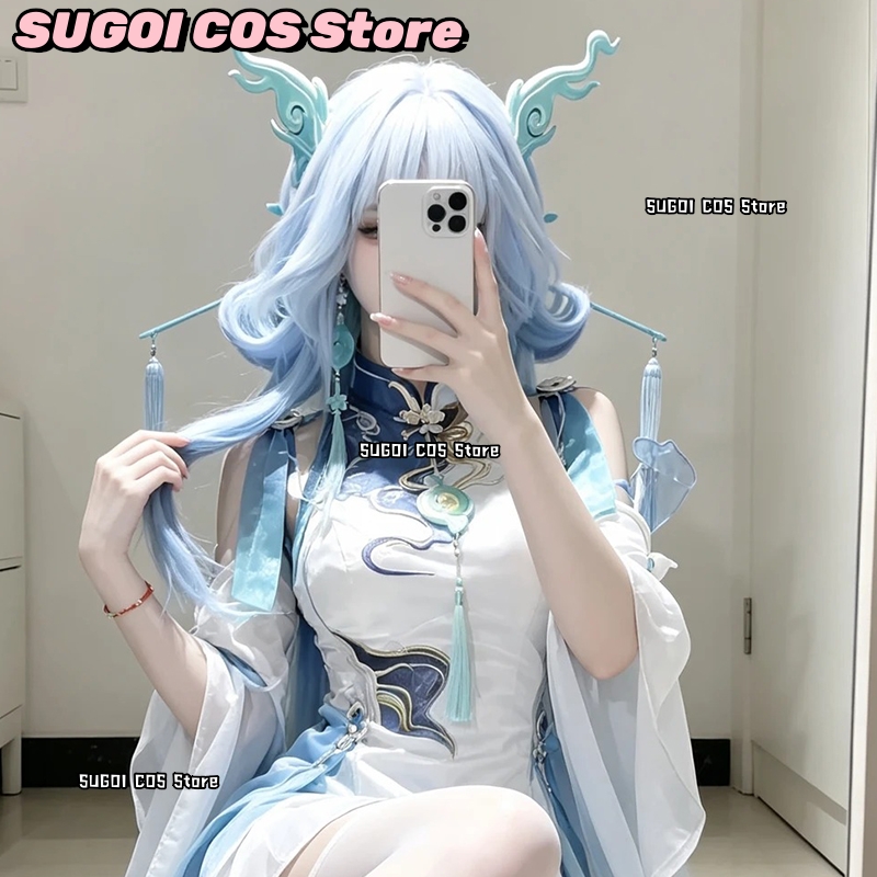 Anime Cosplay Blue Hair - C921Аниме-игра Wuthering Waves Косплей Цинсяо в
